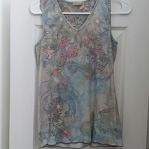 Xcit tank top with a soft floral design w/studs